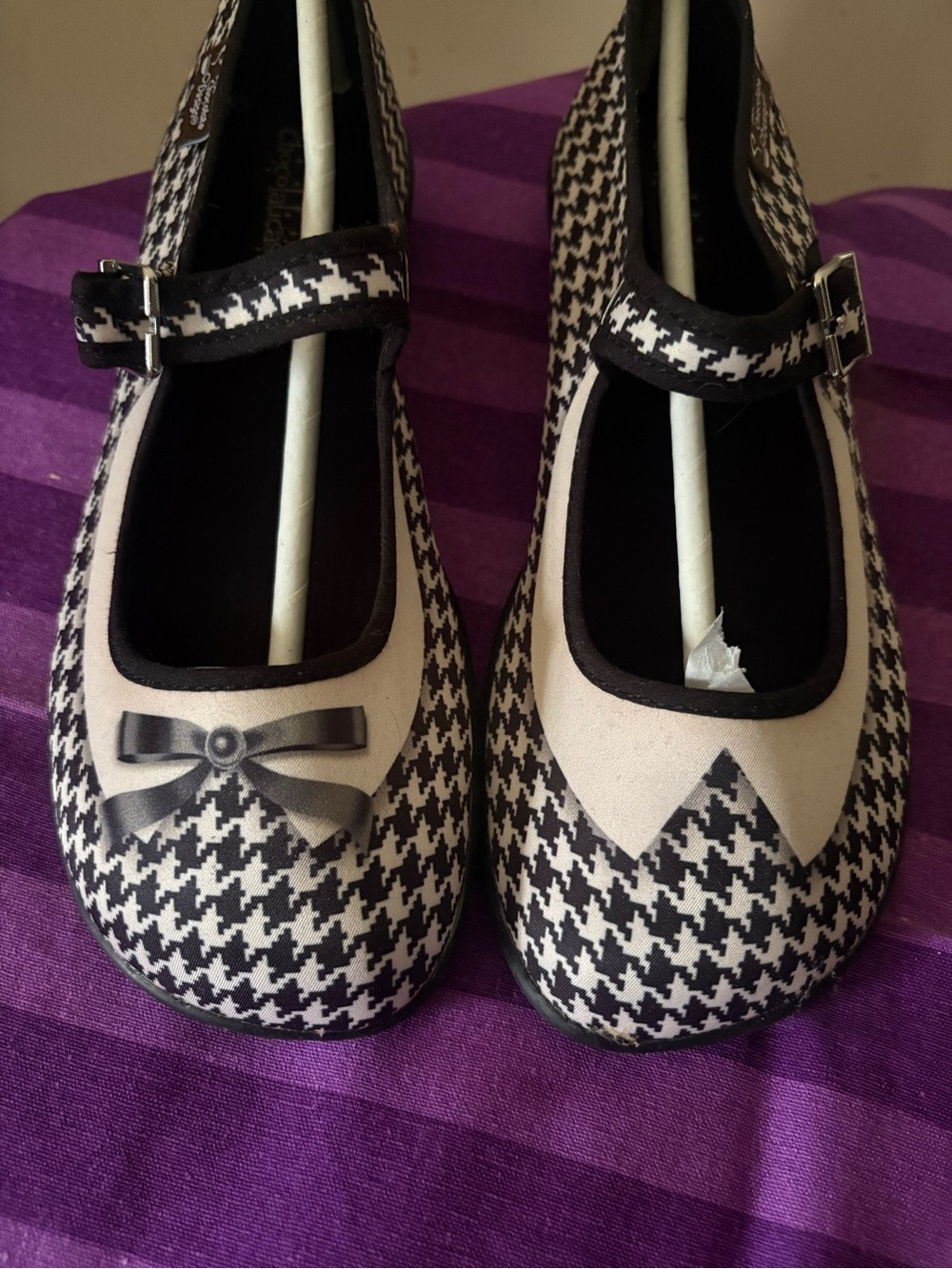 Black and white hot chocolate design Mary Jane flats shoes
